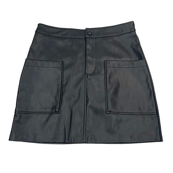 BB DAKOTA Vegan Leather Mini Skirt Sz Small Black - Picture 2 of 4